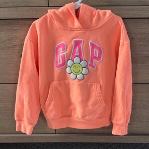 GAP Kids Bright Orange Hoodie with Smiley Flower